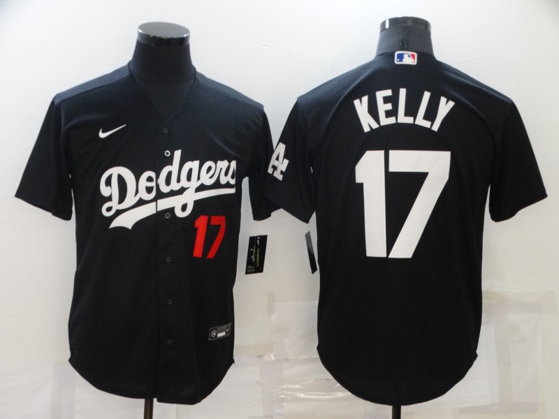 Cheap 2021 Men Los Angeles Dodgers 17 Joe Kelly black game jerseys